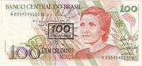 Brazil 100 Cruzeiros on 100 Cruzados Novos UNZ -