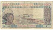 West African States 5000 Francs Banknote, KM:708Kj -