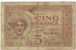 Madagascar 5 Francs Banknote, KM:35 -