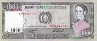 Bolivia 1000 Pesos Bolivianos 1982-06-25, KM:167a -