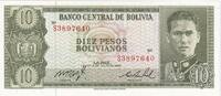 Bolivia 10 Pesos Bolivianos 1962-07-13, KM:154a -