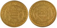 Morocco 5 Francs Coin, Paris, Aluminum-Bronze, Lecompte:242 -