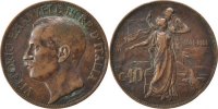 Italy 10 Centesimi Coin, Vittorio Emanuele III, Rome, Bronze -