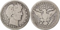United States Quarter Coin, Barber Quarter, U.S. Mint, New Orleans -