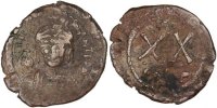 Half Follis Coin, Tiberius II Constantine, Constantinople, Copper -