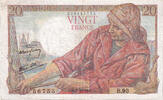 France 20 Francs Pêcheur, B.93, Fayette:13.7, KM:100a -