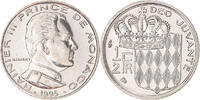 Monaco 1/2 Franc Coin, Rainier III, Paris, BU, Nickel -
