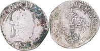 France 1/2 Franc au col plat Coin, Henri III, Rennes, Silver -