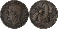 Italy 10 Centesimi Coin, Vittorio Emanuele III, Rome, Bronze -
