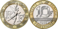 France 10 Francs Génie, Paris, FDC, Bi-Metallic -