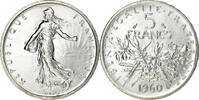 France 5 Francs Coin, Semeuse, Silver, KM:926, Gadoury:770 -