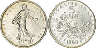France 5 Francs Coin, Semeuse, Silver, KM:926, Gadoury:770 -