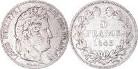 France 5 Francs Coin, Louis-Philippe, Rouen, Silver -