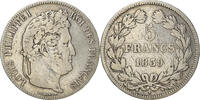 France 5 Francs Coin, Louis-Philippe, Rouen, Silver -