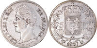 France 5 Francs Coin, Charles X, Marseille, Silver -