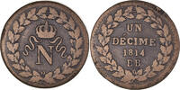 France Decime Coin, Napoléon I, Strasbourg, Variety, Bronze -