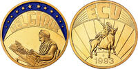 Belgium Medaille Ecu Europa, Copper Gilt -