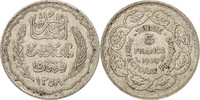 Tunisia 5 Francs Coin, Ahmad Pasha Bey, Paris, Silver, KM:264 -