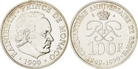 Monaco 100 Francs Coin, Rainier III, Paris, Silver, KM:175 -