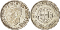 Great Britain 3 Pence Coin, George VI, Silver, KM:848 -