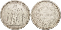 France 5 Francs Coin, Hercule, Bordeaux, Silver, KM:756.4 -
