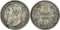 Belgium 2 Francs, 2 Frank Coin, Silver, KM:59 -