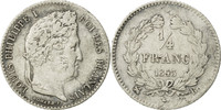 France 1/4 Franc Coin, Louis-Philippe, Rouen, Silver -