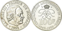 Monaco 100 Francs Coin, Rainier III, Paris, Silver, KM:175 -