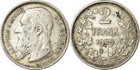 Belgium 2 Francs, 2 Frank Coin, Silver, KM:59 -