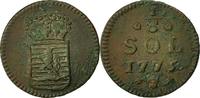 Luxembourg 1/8 Sol Coin, Maria Theresa, Brussels, Copper -