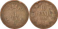 Finland 10 Pennia Coin, Alexander II, Copper, KM:5.1 -