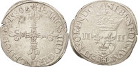 France 1/4 Ecu Coin, Henri III, La Rochelle, Silver -