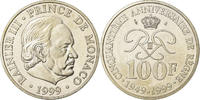 Monaco 100 Francs Coin, Rainier III, Paris, Silver, KM:175 -