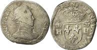 France Teston Coin, Henri III, Nantes, Silver, Sombart:4658 -