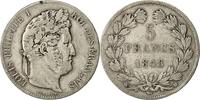 France 5 Francs Coin, Louis-Philippe, Strasbourg, Silver -
