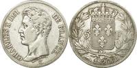 France 5 Francs Coin, Charles X, Strasbourg, Silver -