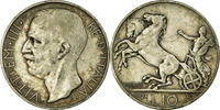 Italy 10 Lire Coin, Vittorio Emanuele III, Rome, Silver -