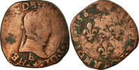 France Double Tournois 1580 Tours Coin, Henri III, Tours, Copper SGE+ 275.70 元  ＋  41.42 元 运费
