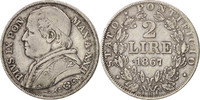ITALIAN STATES 2 Lire Coin, PAPAL STATES, Pius IX, Rome -