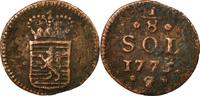 Luxembourg 1/8 Sol Coin, Maria Theresa, Brussels, Copper -