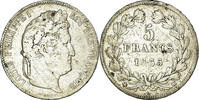 France 5 Francs Coin, Louis-Philippe, Strasbourg, Silver -