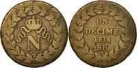 France Decime Coin, Napoléon I, Strasbourg, Bronze, KM:700 -