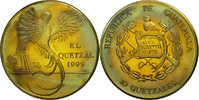 Guatemala 10 Quetzales Coin, Tower, Brass, KM:2a.1 -