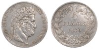 France 5 Francs Coin, Louis-Philippe, Strasbourg, Silver -