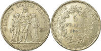 France 5 Francs Coin, Hercule, Paris, Silver, Gadoury:683 -