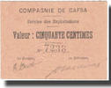 Tunisia 50 Centimes Banknote, GAFSA, valeur faciale, 1916-02-10 -