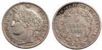France 5 Francs Coin, Cérès, Paris, Silver, Gadoury:719 -