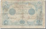 France 5 Francs 5 F 1912-1917 ''Bleu'', Fayette:2bis.4, KM:70 -