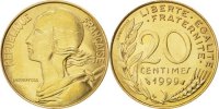 France 20 Centimes Coin, Marianne, Aluminum-Bronze, KM:930 -