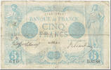 France 5 Francs 5 F 1912-1917 ''Bleu'', 1915-08-08 -
